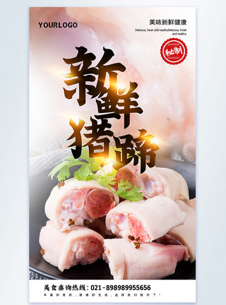 粗蛋白新鲜猪蹄美食摄影图海报模板
