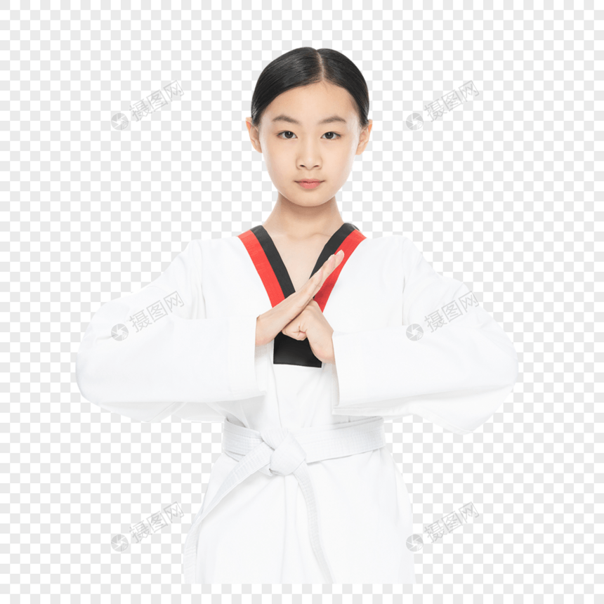 跆拳道女生形象抱拳图片