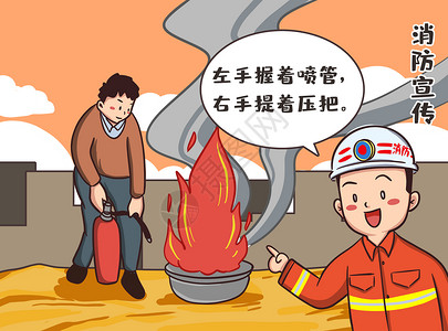 手绘灭火器中国消防宣传日手绘插画插画