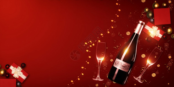 圣诞葡萄酒元旦新年背景设计图片