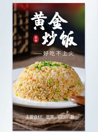 鱼香肉丝炒饭黄金炒饭扬州炒饭美食摄影图海报模板