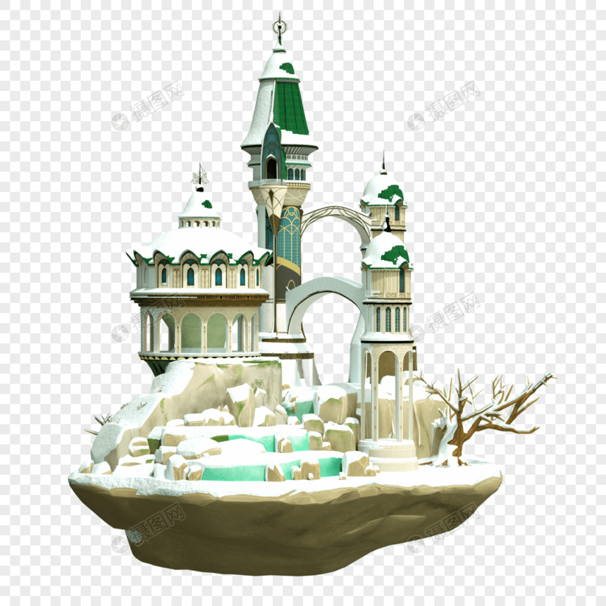 冬季冰雪城堡建筑图片