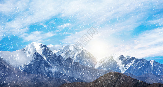 雪山照片冬天雪山背景设计图片