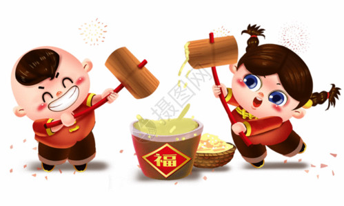 春节喜庆年货做年糕gif高清图片