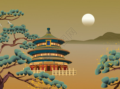 山月亮中国风北京天坛gif高清图片