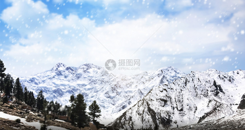 冬天雪山背景图片