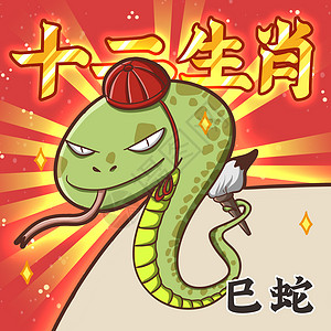 大蜥蜴十二生肖之巳蛇插画