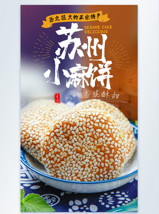小杏仁饼苏州特产小麻饼美食摄影图海报模板