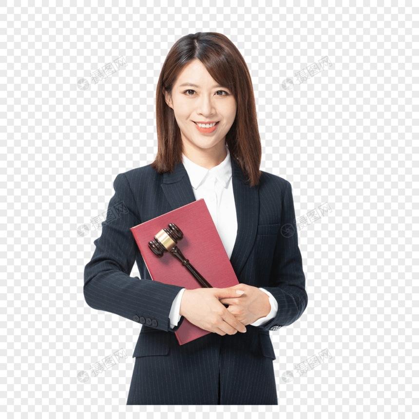 自信的青年女性律师抱着书和法槌图片