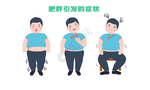 男性肥胖引发的症状插画