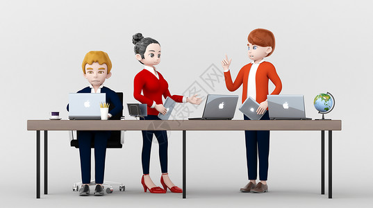商务女士交流商务主题3D人物插画设计图片