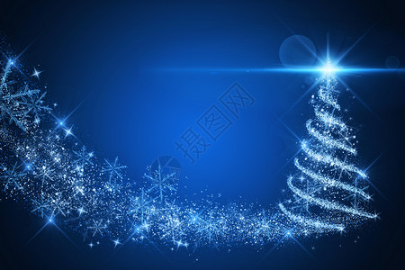 雪夜里圣诞树圣诞节背景设计图片