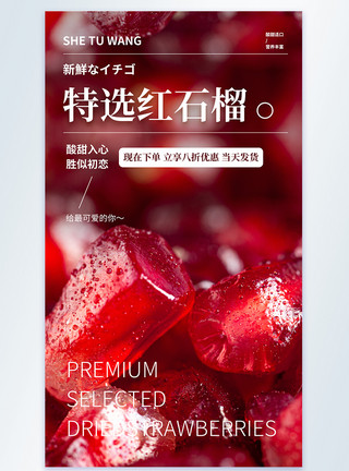 石榴水果美味简约时尚果蔬上新美食摄影图海报模板