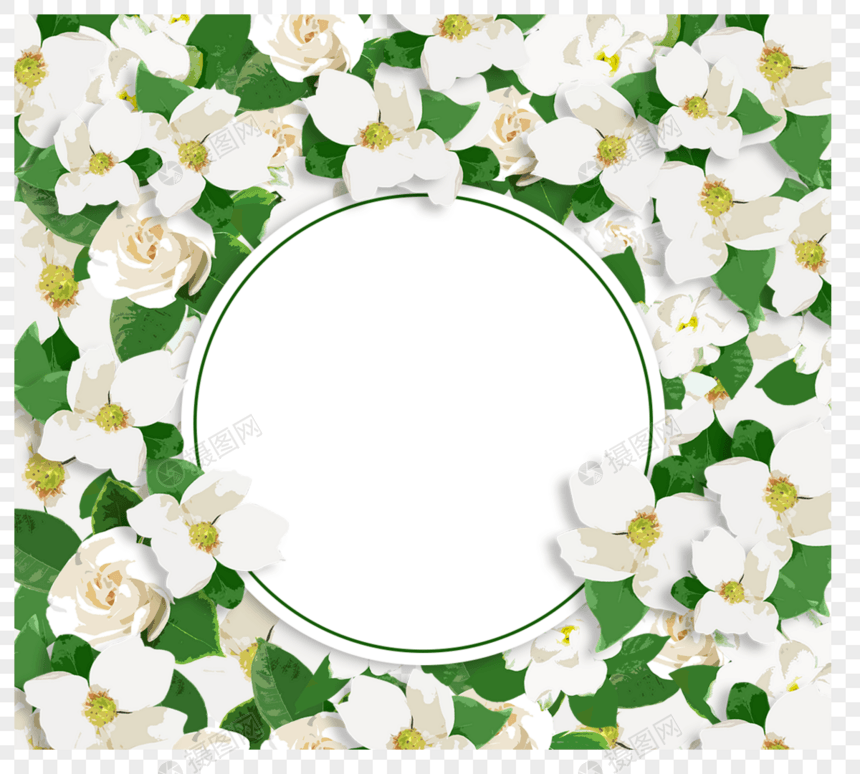 茉莉花层叠圆圈边框图片