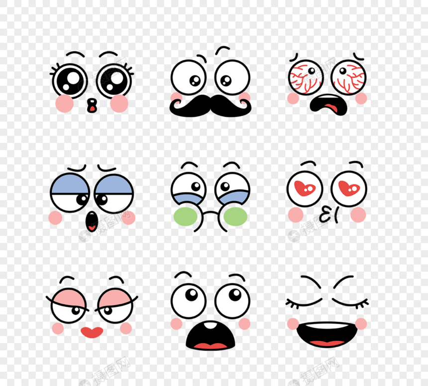 卡哇伊表情emoji手绘元素图片