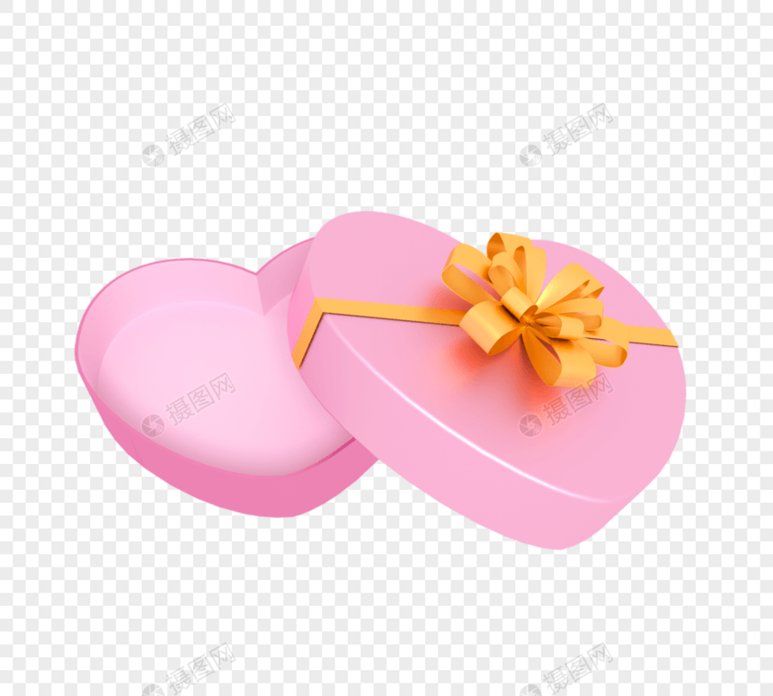 3d粉色心形礼盒图片