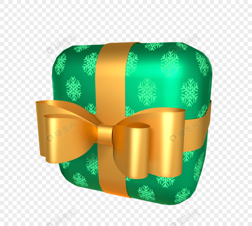 3d绿色圣诞节日装饰礼盒图片