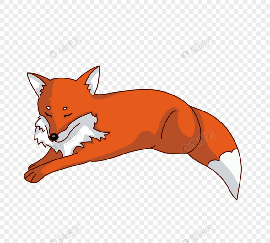 狐狸趴着休息中图片