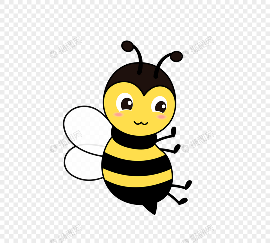 矢量插图黄色蜜蜂卡通动物形象bee图片