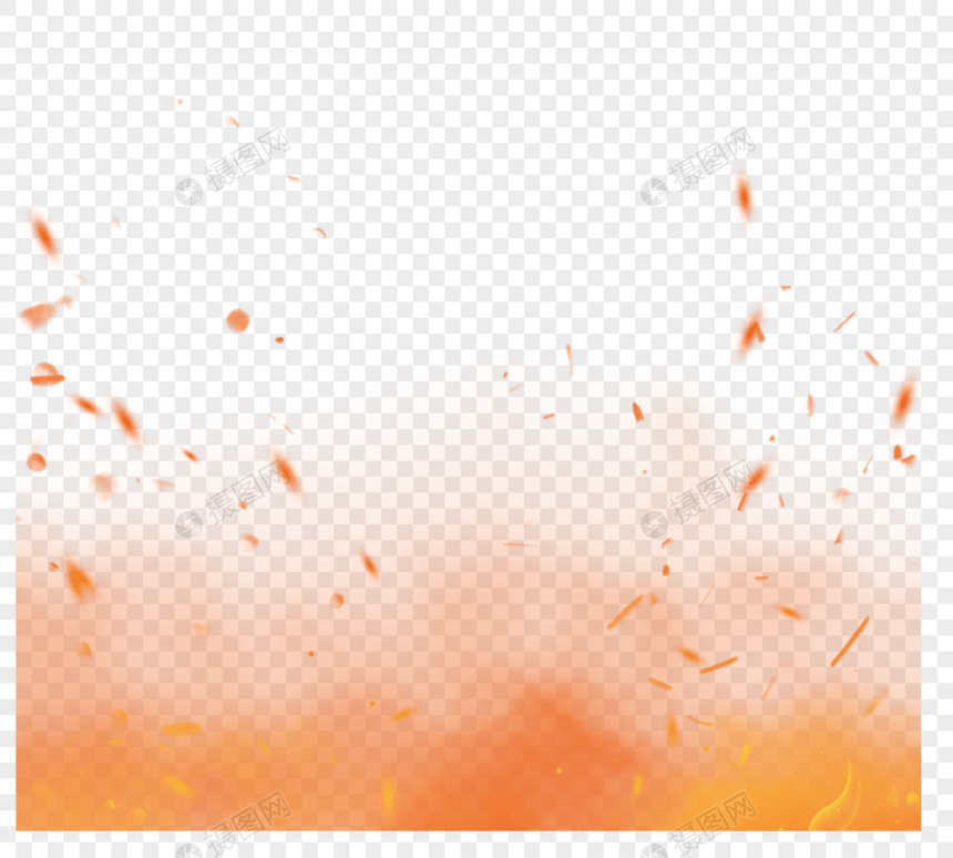 燃烧橙色写实风火焰灰烬图片
