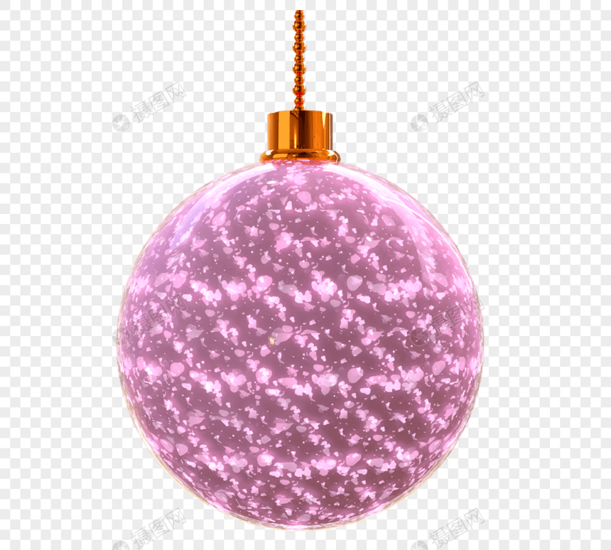 3d粉色光效质感圣诞球图片