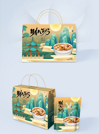 红豆花生国潮风时尚大气腊八粥包装礼盒模板