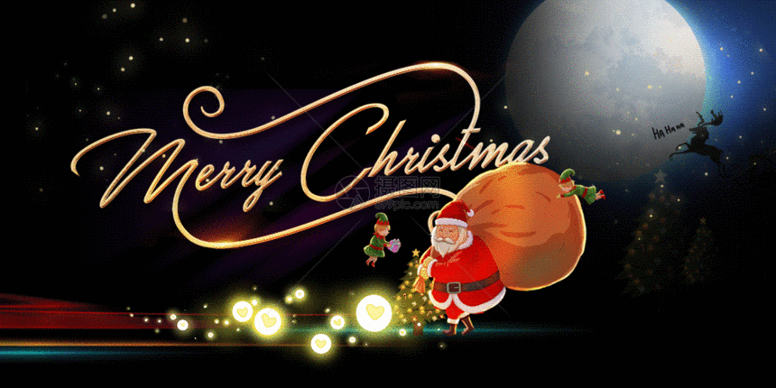 黑色大气卡通风圣诞节GIF图片
