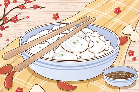 冬至手绘饺子插画图片