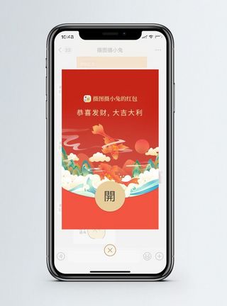 喜庆宣传新年锦鲤微信红包模板