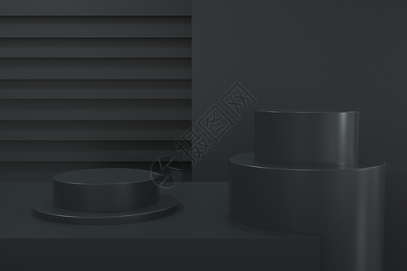 哑膜黑色几何电商展台设计图片
