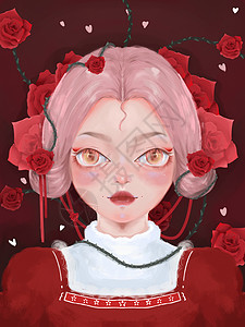 带刺的玫瑰花语少女之玫瑰插画