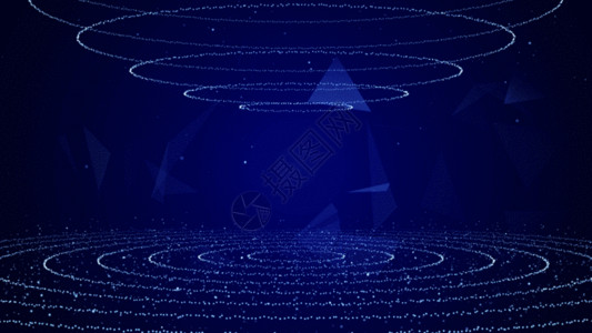 黑色商务三折页科技蓝色圆盘粒子光线背景GIF高清图片