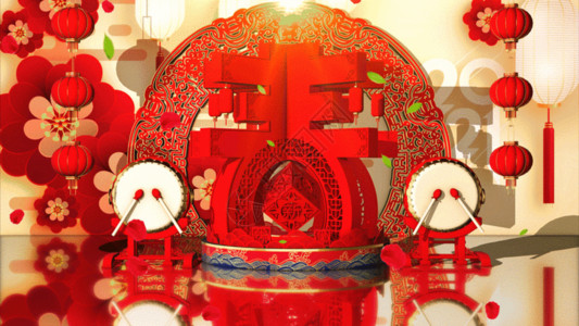 灯笼招聘素材三维春节背景素材GIF高清图片