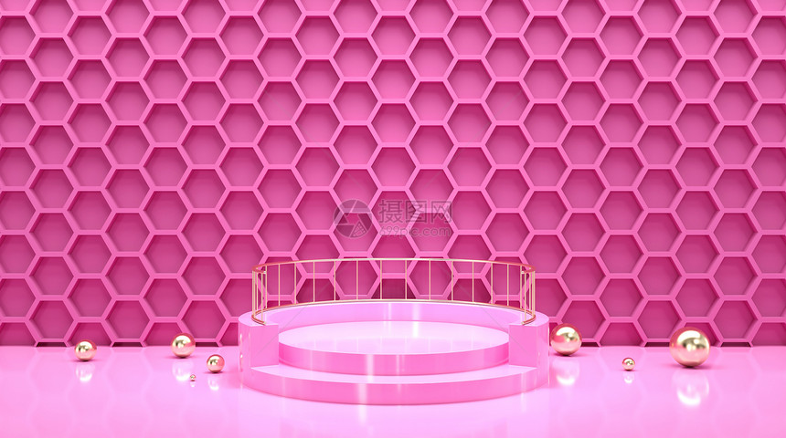 粉色几何电商背景图片