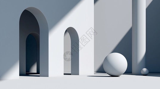 3d圆球抽象几何场景设计图片
