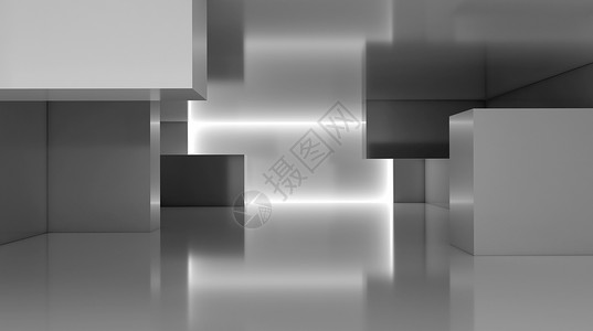 方块建筑抽象几何场景设计图片