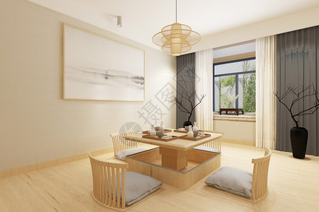 新中式日式家居模型设计背景图片