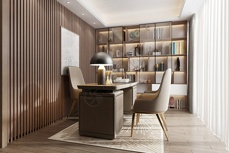 办公室家具现代书房空间设计设计图片