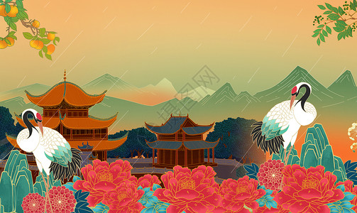 牡丹中国风国潮花卉设计图片