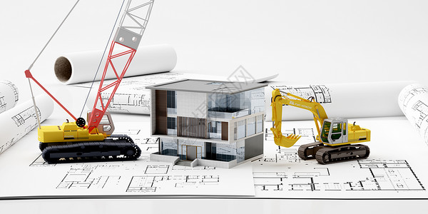 施工吊车建筑施工模型设计图片