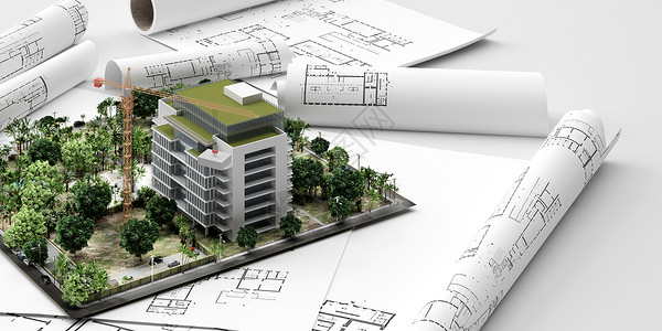 保洁绿化建筑施工模型设计图片