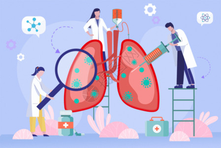 科研人员做研究疫情期间创意医生治疗肺部GIF高清图片