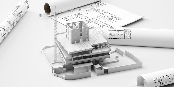 施工吊车建筑施工模型设计图片