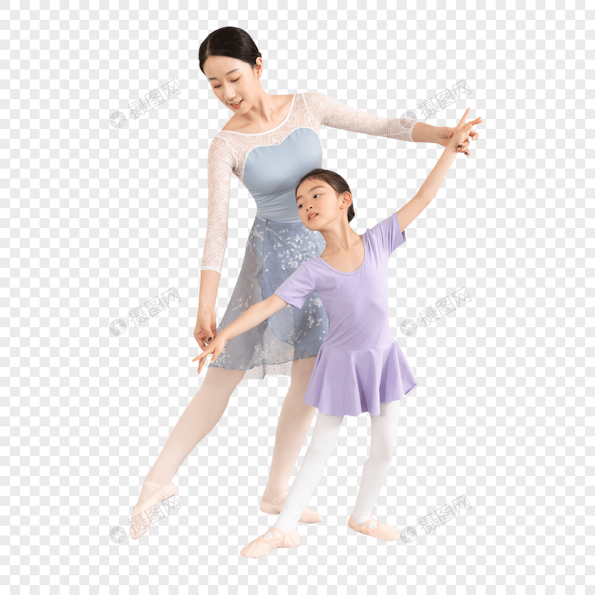 舞蹈老师指导小女孩跳芭蕾舞图片