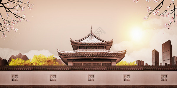中式房地产海报背景图片