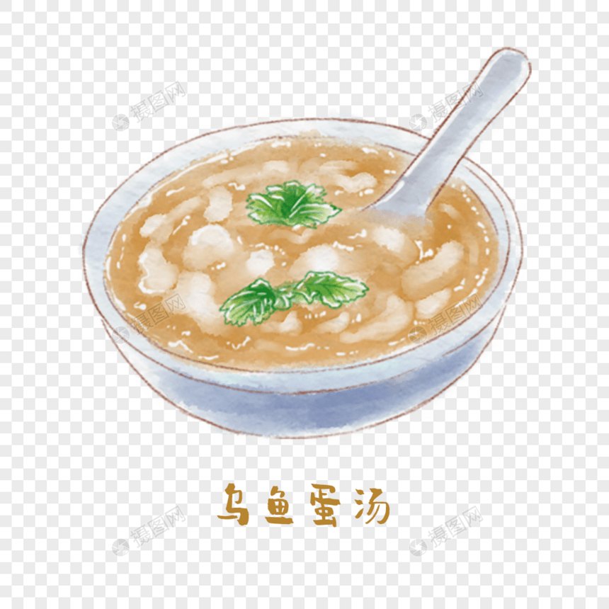 乌鱼蛋汤鲁菜手绘美食图片
