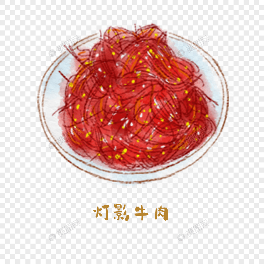 灯影牛肉川菜手绘美食图片