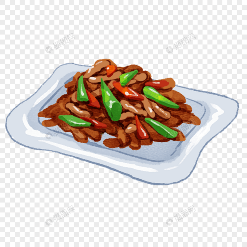 辣椒炒肉湘菜手绘美食图片
