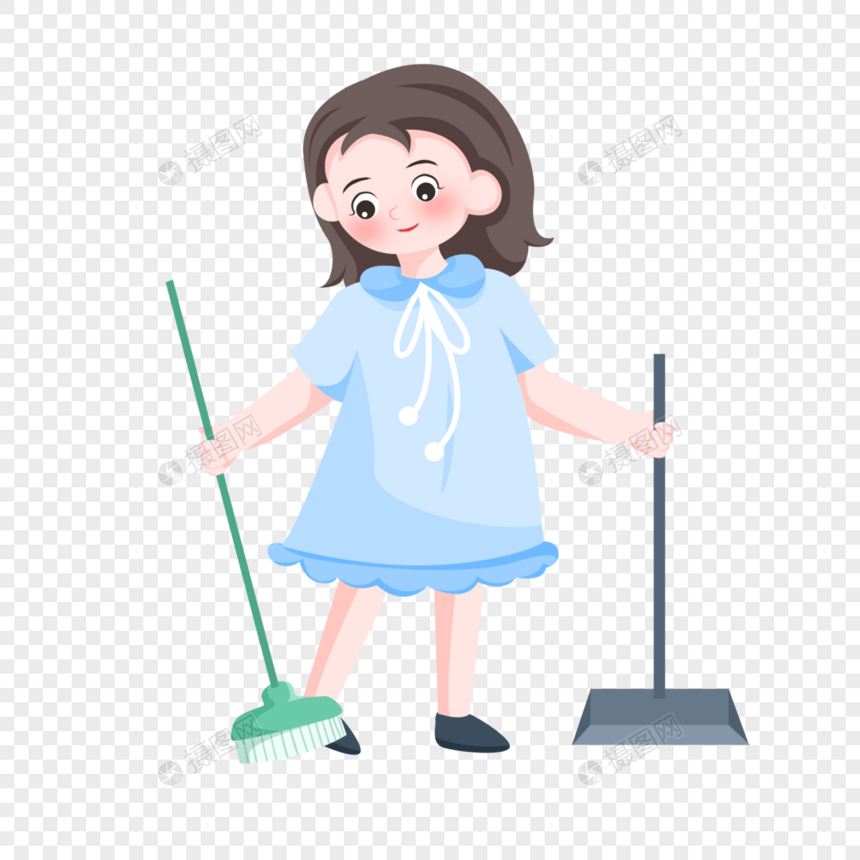 劳动节之打扫卫生的女孩子图片