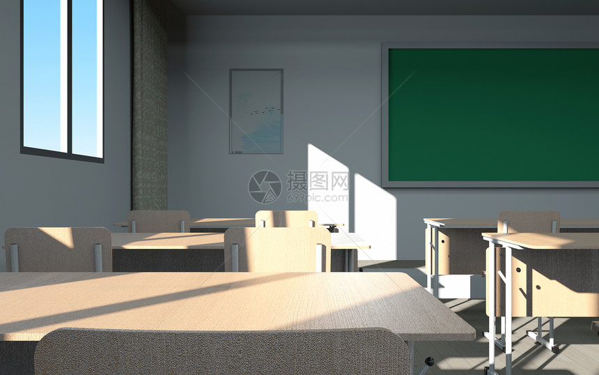 C4D明亮的教室图片